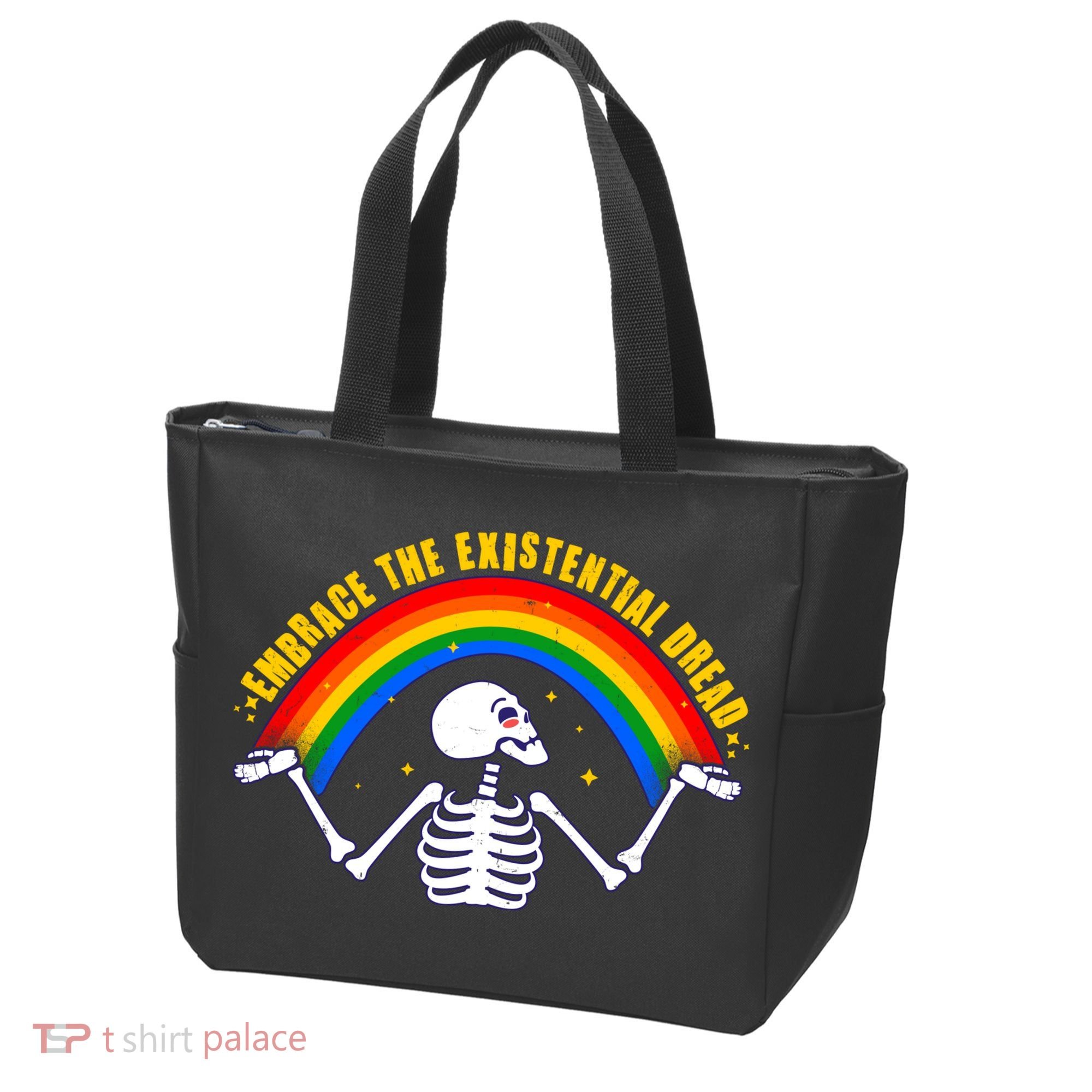 Funny Skeleton Embrace The Existential Dread Tote Bag