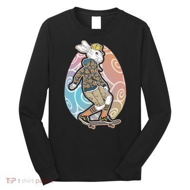 Funny Skateboarding Easter Bunny Rabbit Long Sleeve Shirt