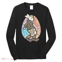 Funny Skateboarding Easter Bunny Rabbit Long Sleeve Shirt thumb 0