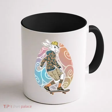 Funny Skateboarding Easter Bunny Rabbit Coffee Mug back