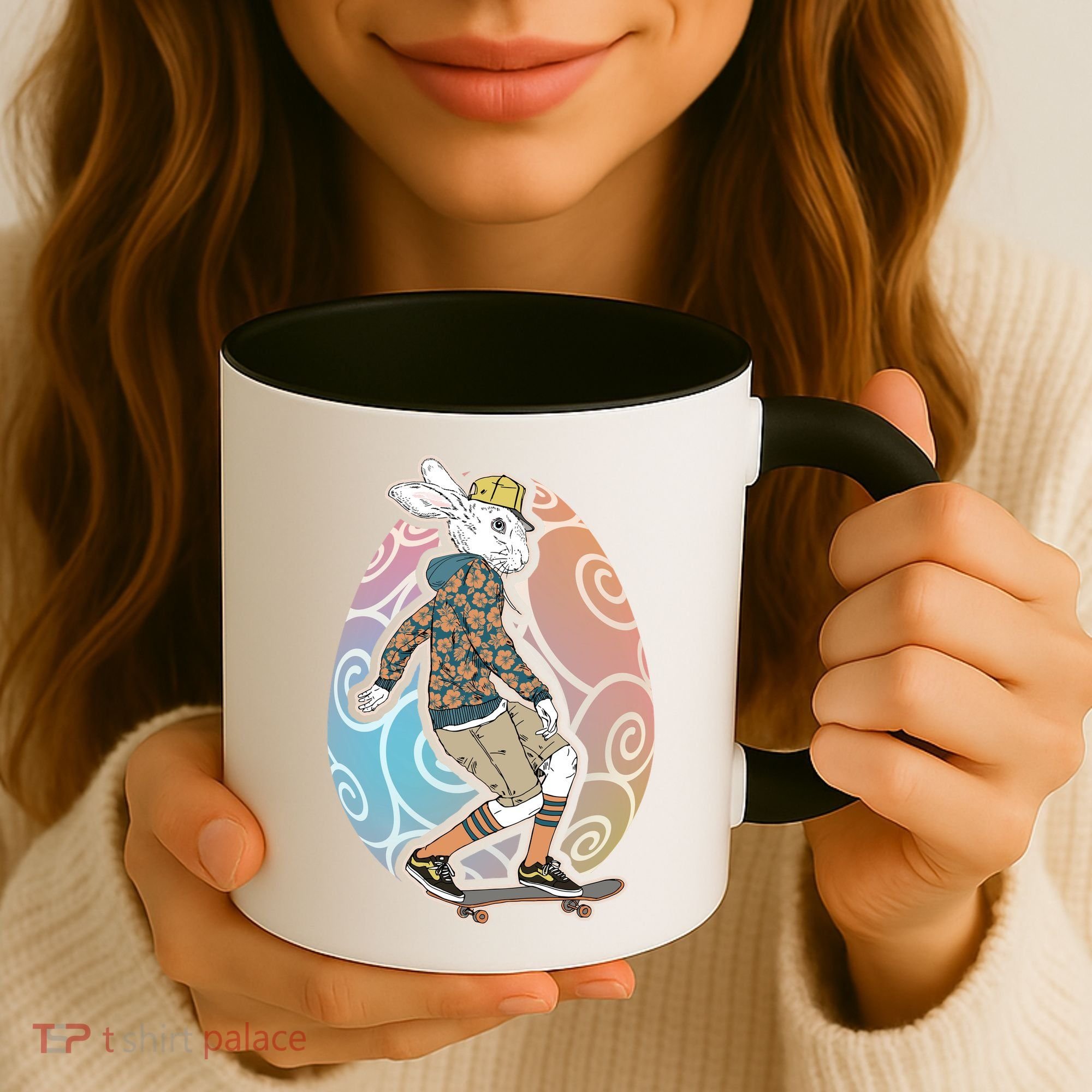 Funny Skateboarding Easter Bunny Rabbit Coffee Mug