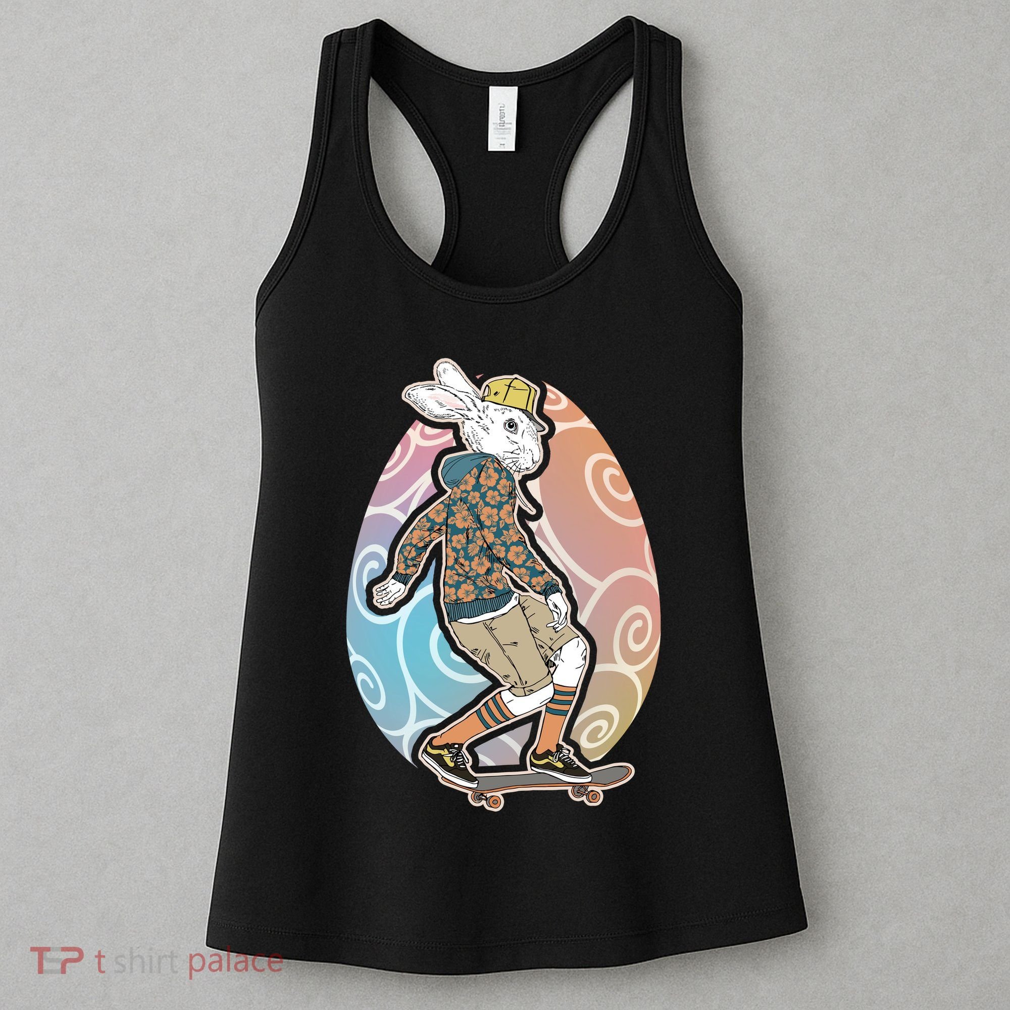Funny Skateboarding Easter Bunny Rabbit Women's Tank Top