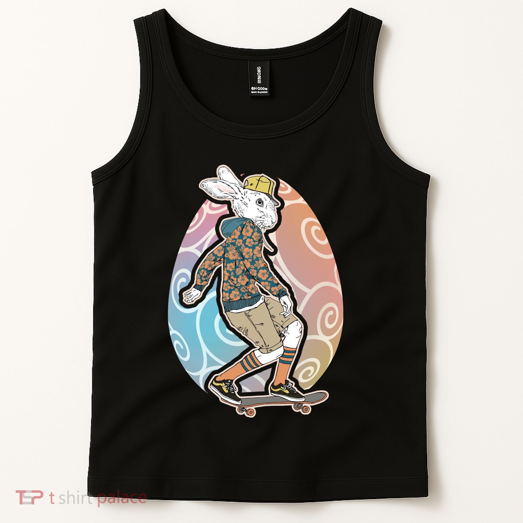 Funny Skateboarding Easter Bunny Rabbit Tank Top