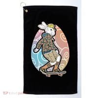 Funny Skateboarding Easter Bunny Rabbit Golf Towel thumb 0