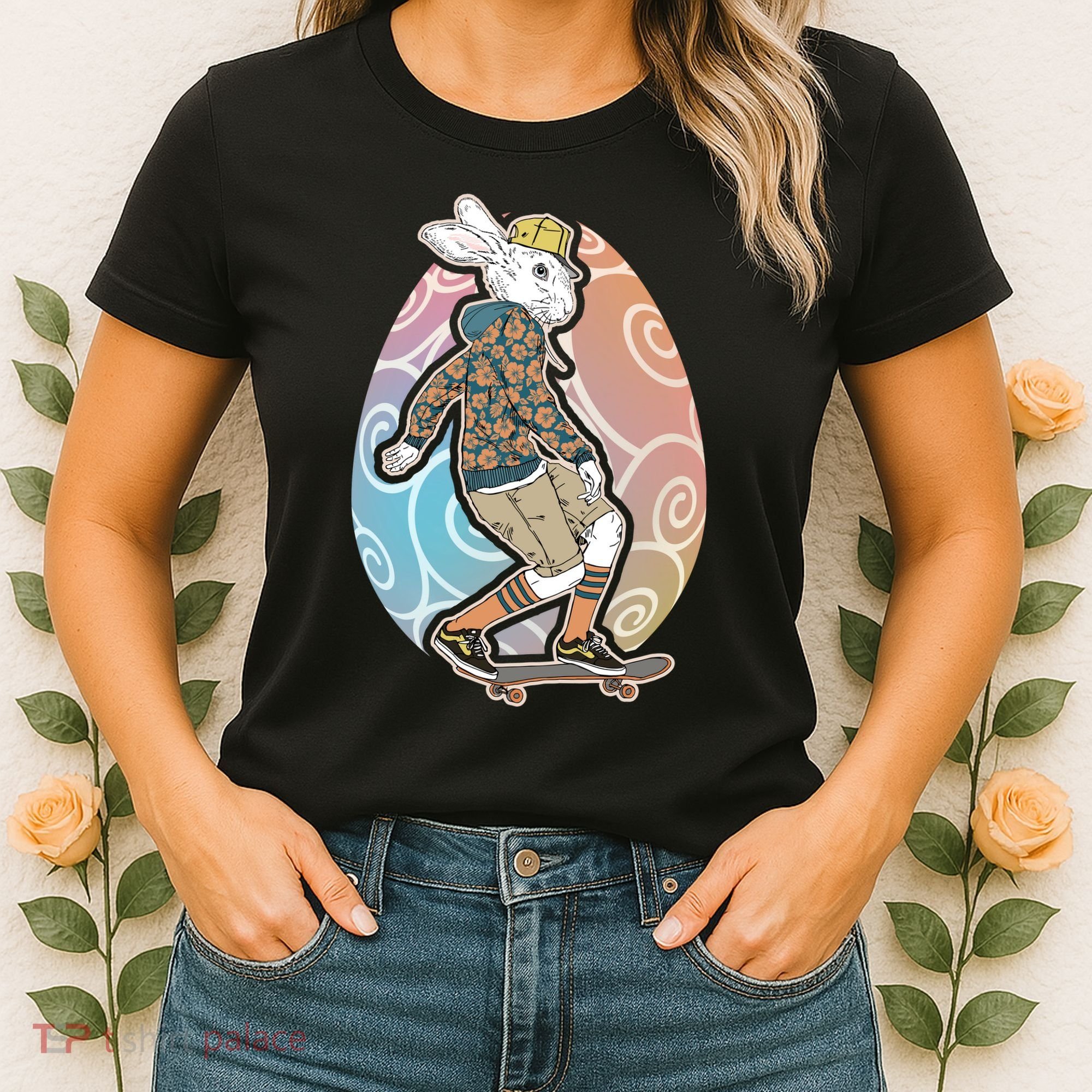 Funny Skateboarding Easter Bunny Rabbit Women's T-Shirt