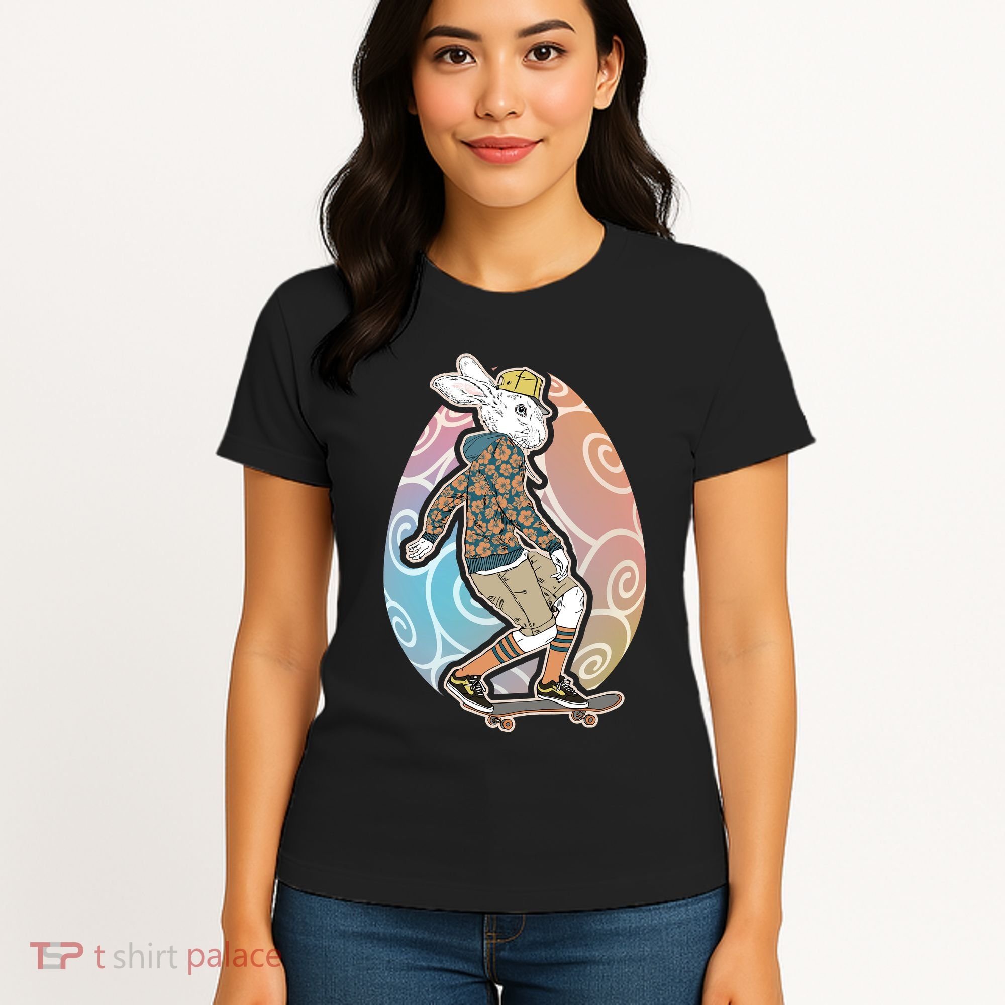 Funny Skateboarding Easter Bunny Rabbit Women's T-Shirt