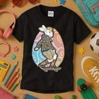Funny Skateboarding Easter Bunny Rabbit Kids T-Shirt thumb 3