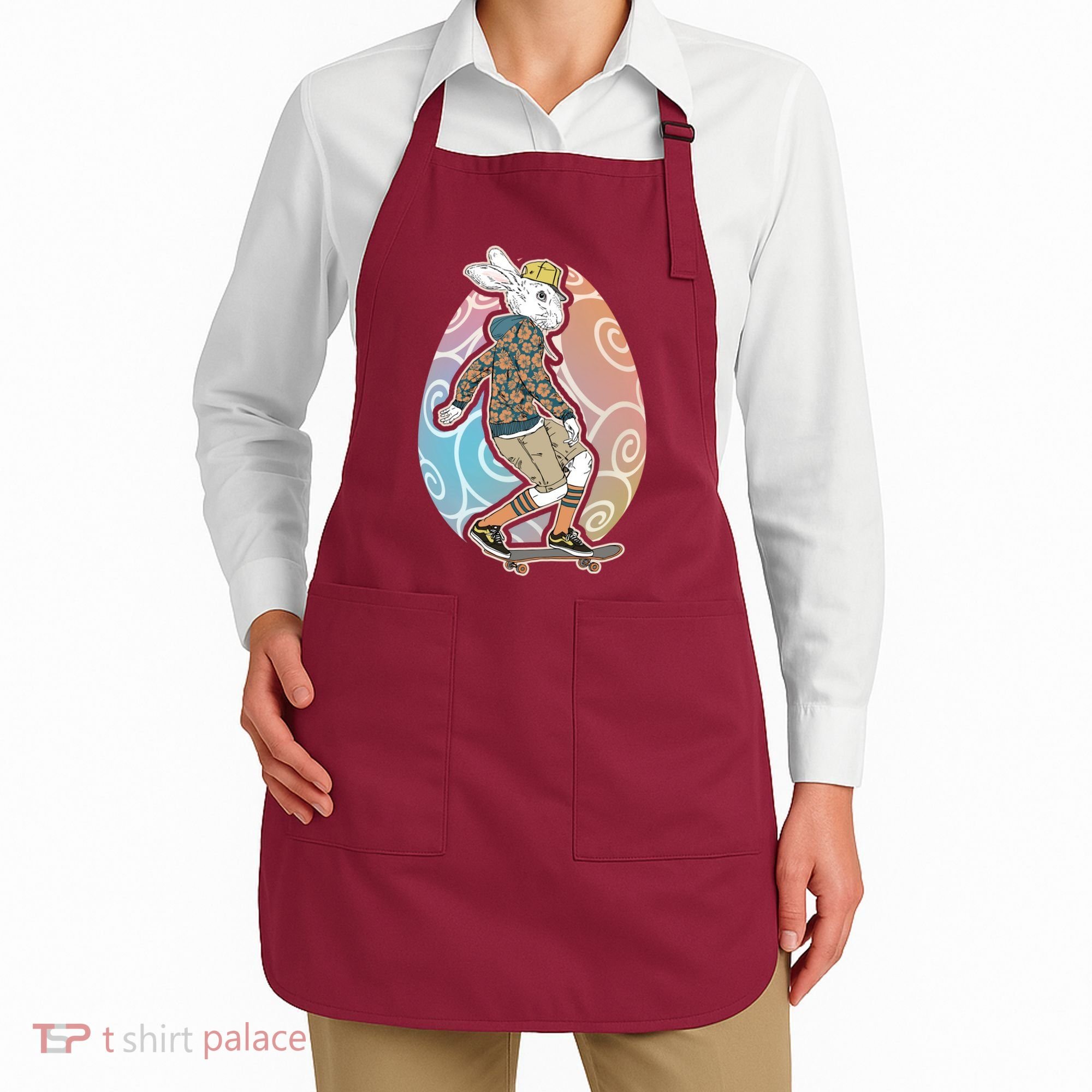 Funny Skateboarding Easter Bunny Rabbit Apron