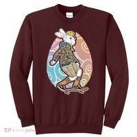 Funny Skateboarding Easter Bunny Rabbit Sweatshirt thumb 0
