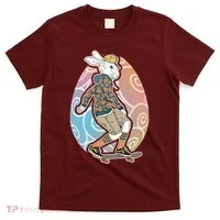 Funny Skateboarding Easter Bunny Rabbit T-Shirt thumb 0