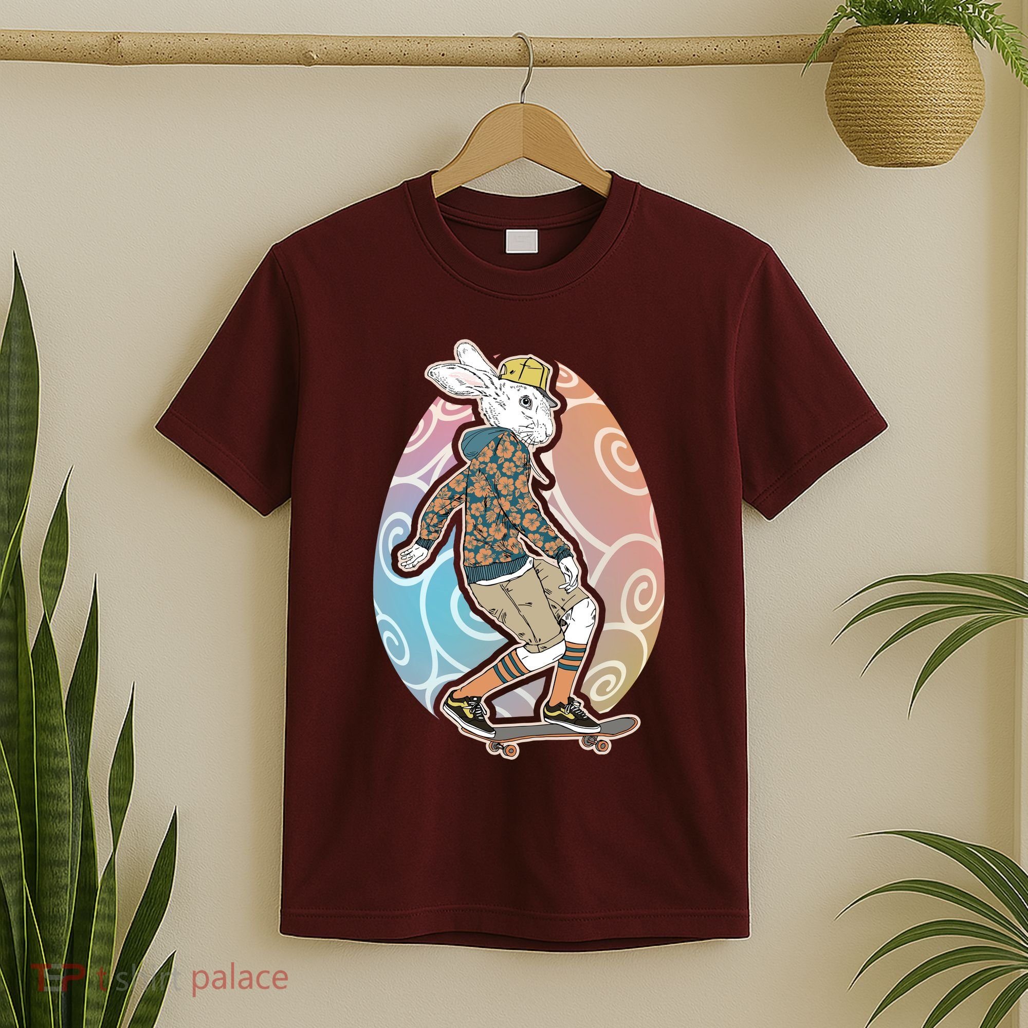 Funny Skateboarding Easter Bunny Rabbit T-Shirt