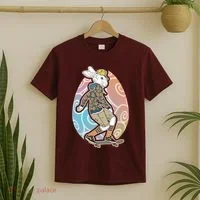Funny Skateboarding Easter Bunny Rabbit T-Shirt thumb 2
