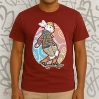 Funny Skateboarding Easter Bunny Rabbit T-Shirt thumb 3