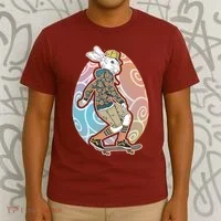 Funny Skateboarding Easter Bunny Rabbit T-Shirt thumb 3
