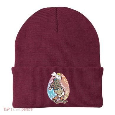 Funny Skateboarding Easter Bunny Rabbit Beanie