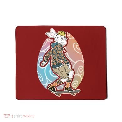 Funny Skateboarding Easter Bunny Rabbit Mousepad