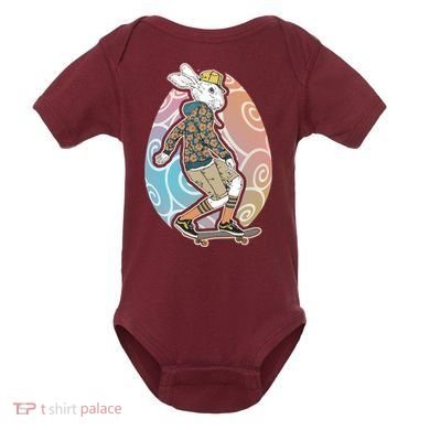 Funny Skateboarding Easter Bunny Rabbit Baby Bodysuit