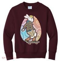 Funny Skateboarding Easter Bunny Rabbit Kids Sweatshirt thumb 0