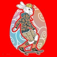 Funny Skateboarding Easter Bunny Rabbit Santa Hat thumb 1