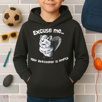 Funny Squirrel Excuse Me Your Birdfeeder Is Empty Kids Hoodie thumb 2