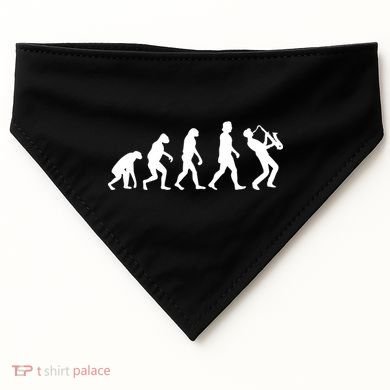 Funny Saxophonist Evolution Saxophone Player Gift USA-Made Doggie Bandana