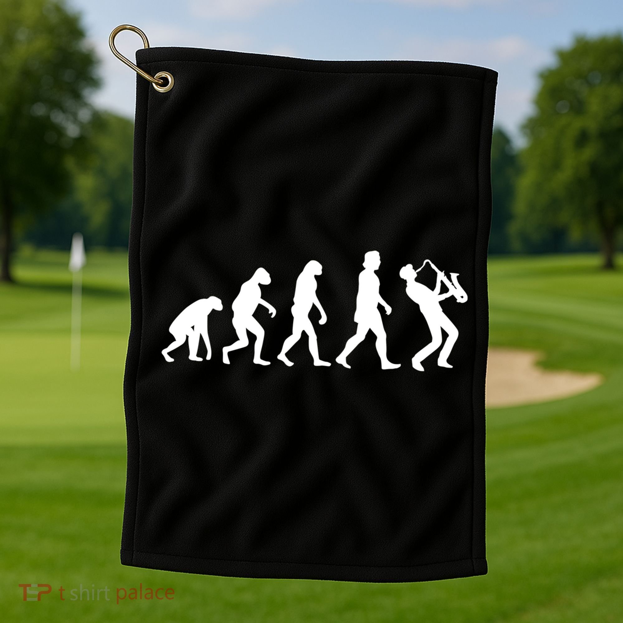 Funny Saxophonist Evolution Saxophone Player Gift Golf Towel
