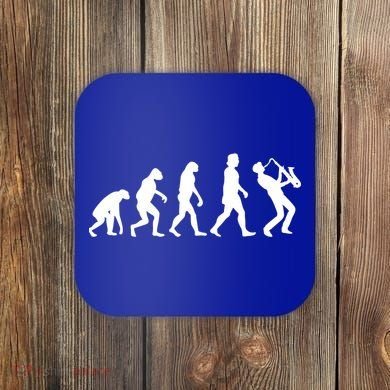 Funny Saxophonist Evolution Saxophone Player Gift Coaster