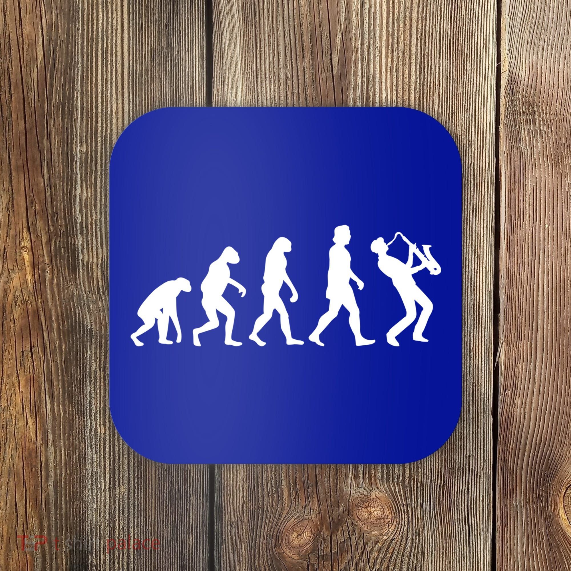Funny Saxophonist Evolution Saxophone Player Gift Coaster