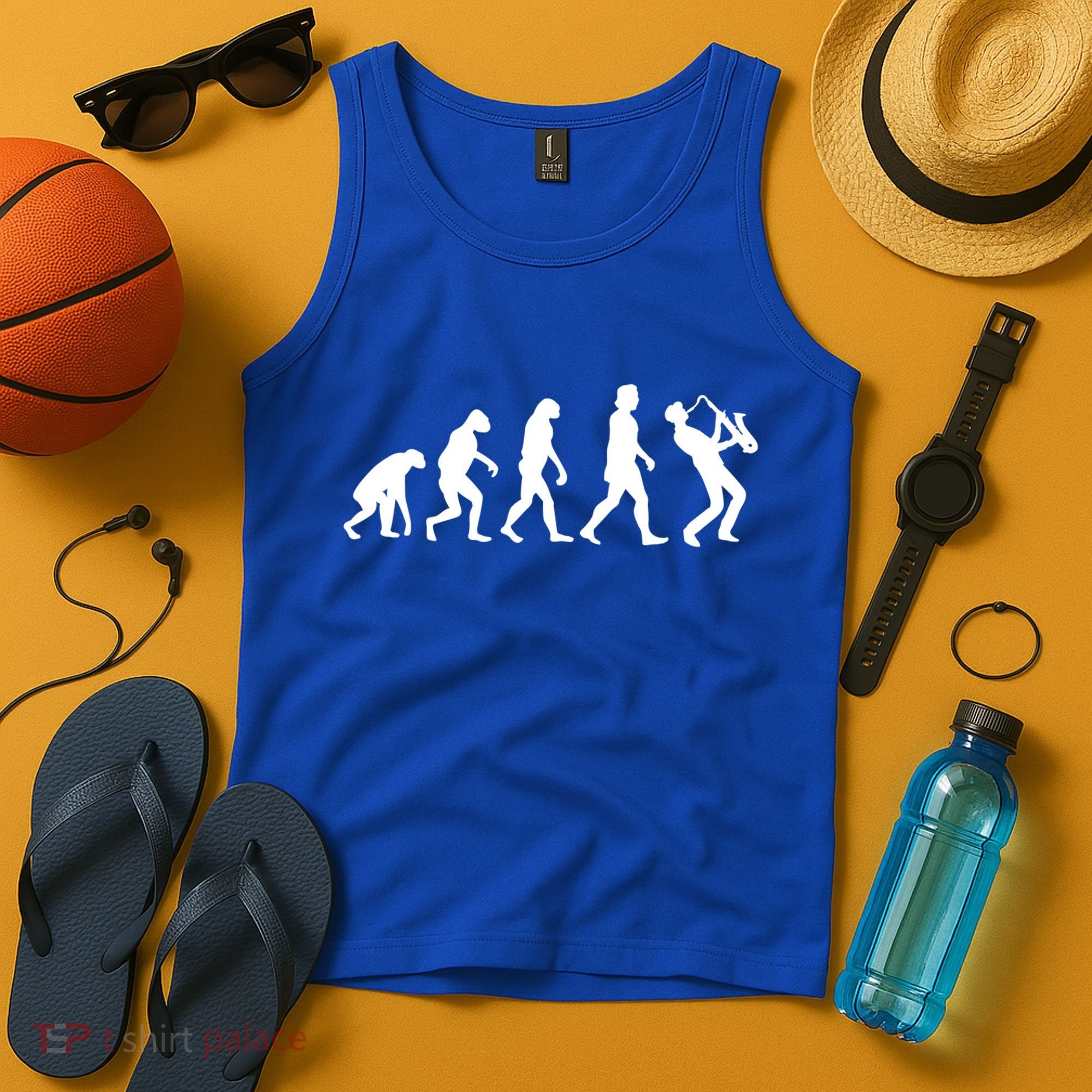 Funny Saxophonist Evolution Saxophone Player Gift Tank Top
