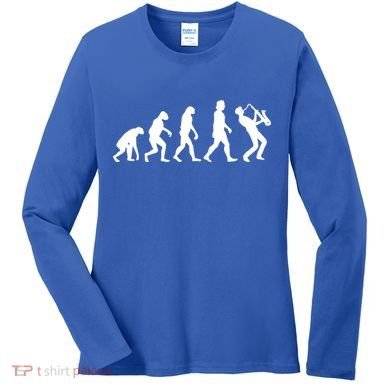 Funny Saxophonist Evolution Saxophone Player Gift Women's Long Sleeve Shirt