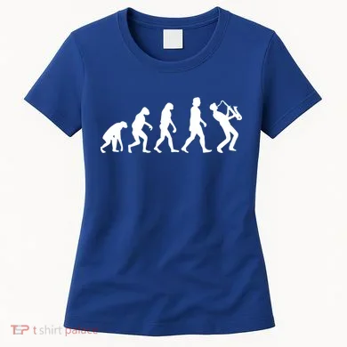 Funny Saxophonist Evolution Saxophone Player Gift Women's T-Shirt