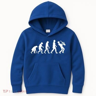 Funny Saxophonist Evolution Saxophone Player Gift Kids Hoodie