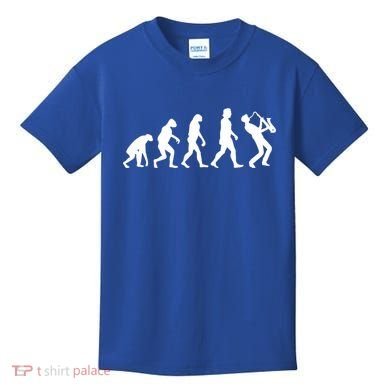 Funny Saxophonist Evolution Saxophone Player Gift Kids T-Shirt