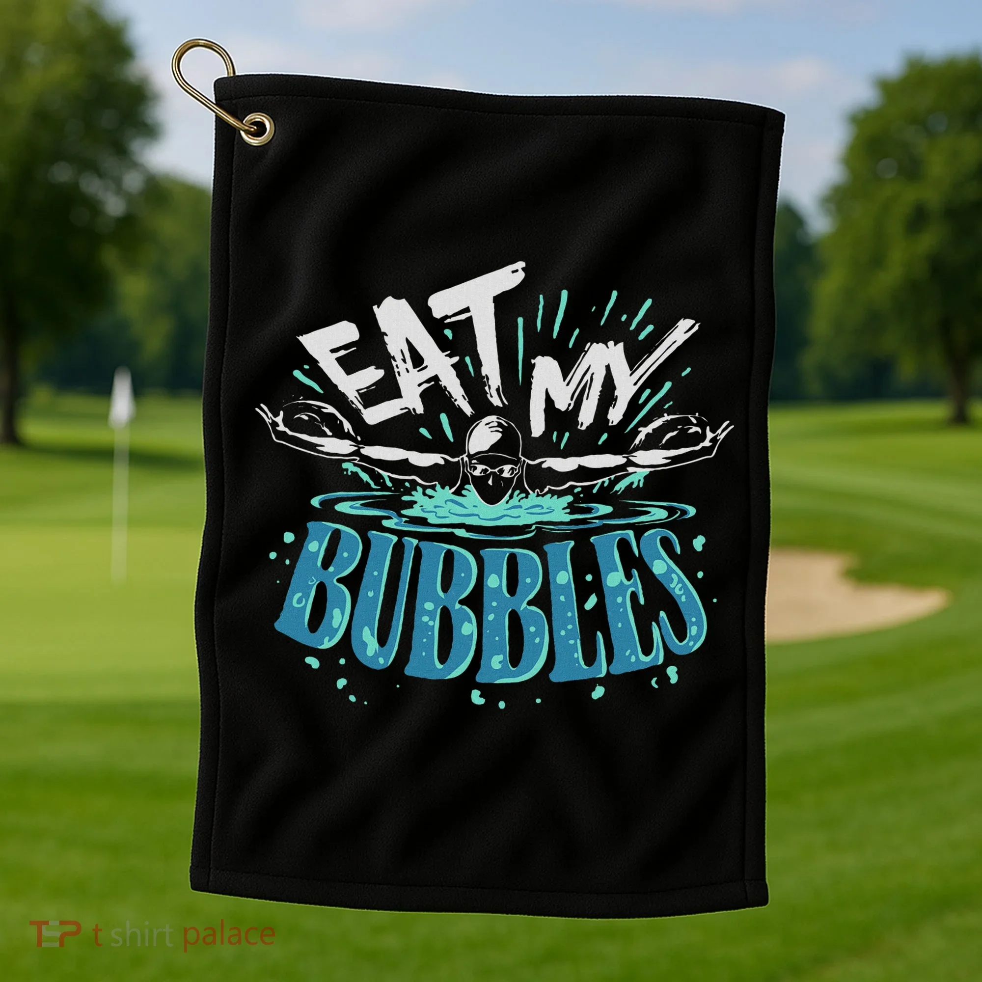 Funny Swimming Float Eat My Bubbles Golf Towel