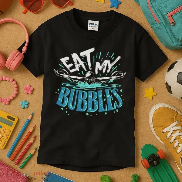 Funny Swimming Float Eat My Bubbles Kids T-Shirt