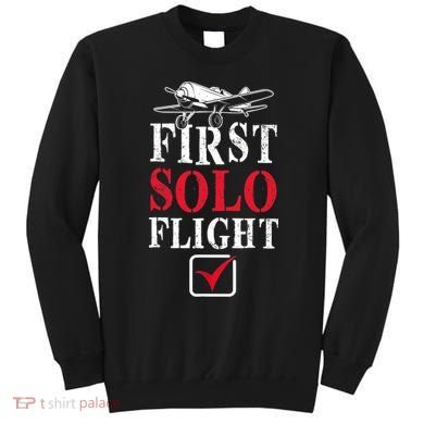 First Solo Flight Check New Pilot Aeronaut Vintage Airplane Sweatshirt