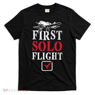 First Solo Flight Check New Pilot Aeronaut Vintage Airplane T-Shirt