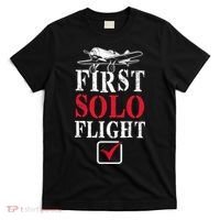 First Solo Flight Check New Pilot Aeronaut Vintage Airplane T-Shirt thumb 0