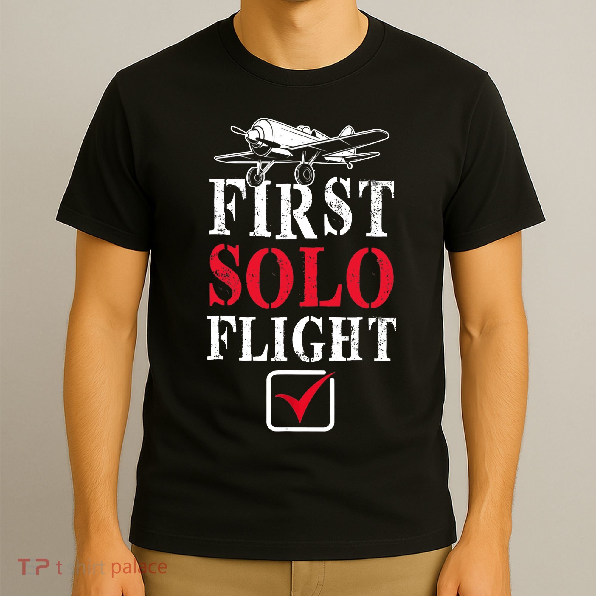 First Solo Flight Check New Pilot Aeronaut Vintage Airplane T-Shirt