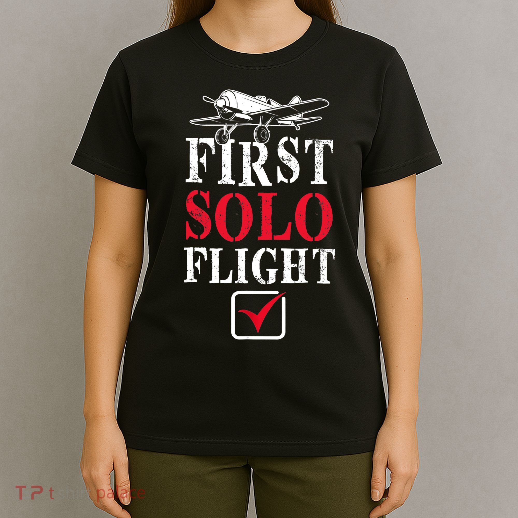 First Solo Flight Check New Pilot Aeronaut Vintage Airplane T-Shirt