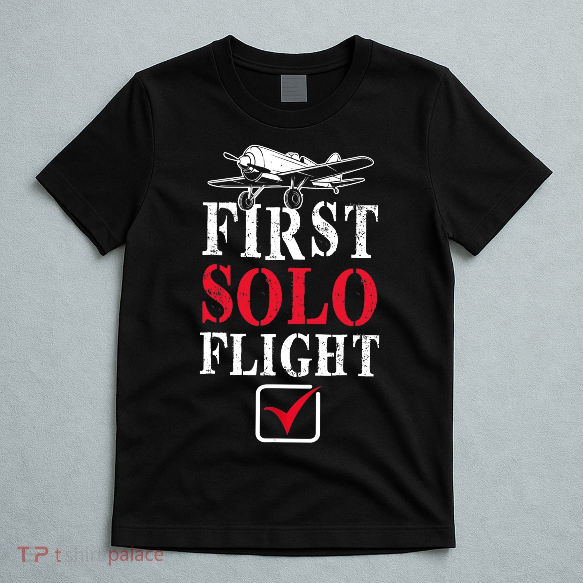 First Solo Flight Check New Pilot Aeronaut Vintage Airplane T-Shirt