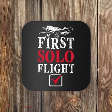 First Solo Flight Check New Pilot Aeronaut Vintage Airplane Coaster