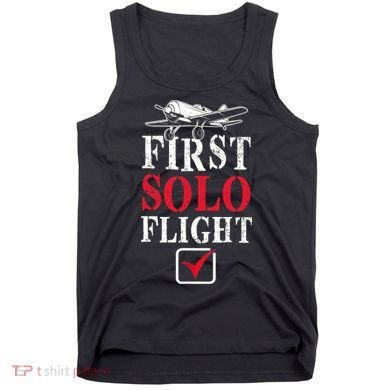 First Solo Flight Check New Pilot Aeronaut Vintage Airplane Tank Top