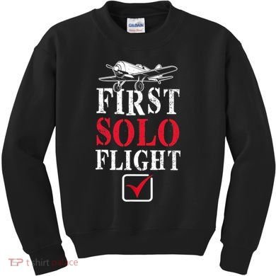 First Solo Flight Check New Pilot Aeronaut Vintage Airplane Kids Sweatshirt