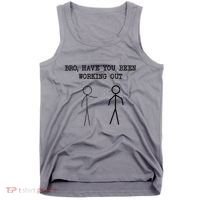 Funny Stick Figure Gym Jokes Bro Have You Been Working Out Tank Top thumb 0
