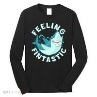 Funny Shark Feeling Fintastic Shark Week Fan Long Sleeve Shirt thumb 0