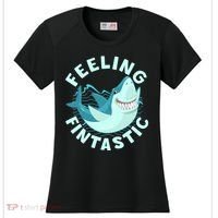 Funny Shark Feeling Fintastic Shark Week Fan Women's Cooling Performance Crew T-Shirt thumb 0