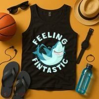Funny Shark Feeling Fintastic Shark Week Fan Tank Top thumb 4