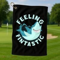 Funny Shark Feeling Fintastic Shark Week Fan Golf Towel thumb 1