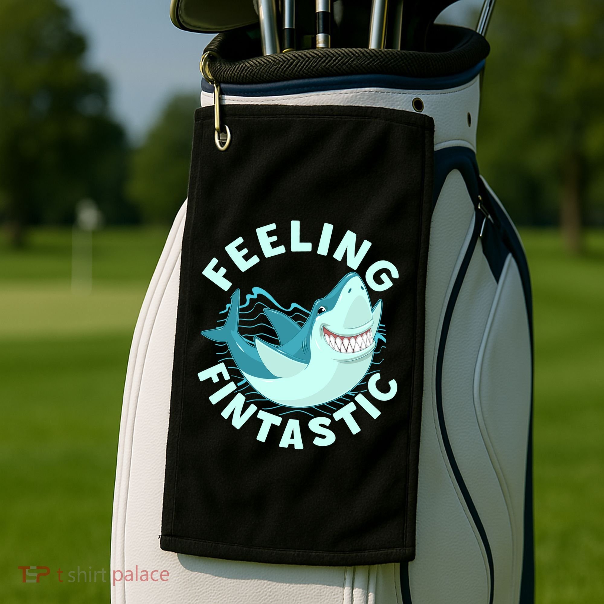 Funny Shark Feeling Fintastic Shark Week Fan Golf Towel